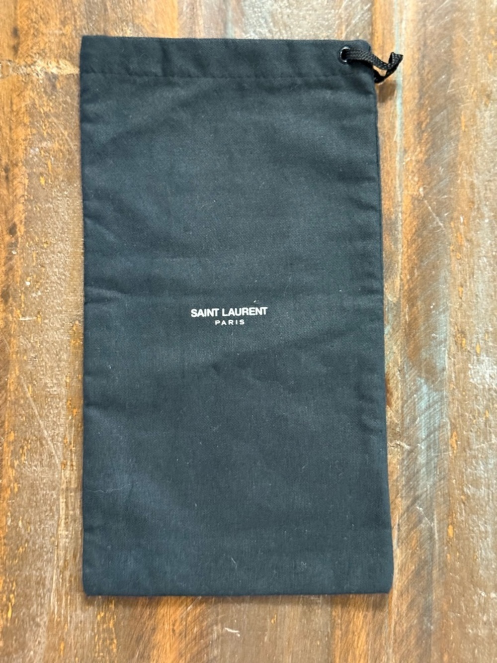 Yves Saint Laurent Paris 9.5”x 5.5” Black Dust Bag w/Drawstring Closure EUC
